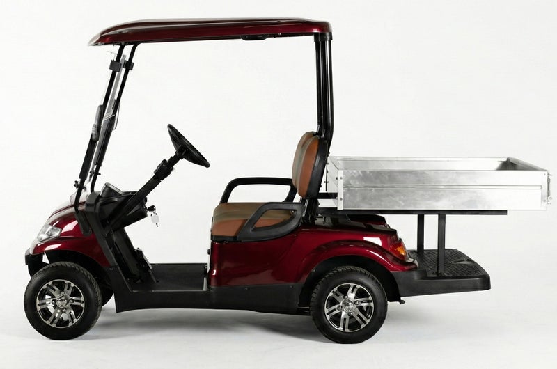 EPIC 2+Short Cargo Non-Lifted Electric Golf Cart with Lithium Battery 105Ah  & Standard Tires  | Utility LSEV (Red) - Image 4